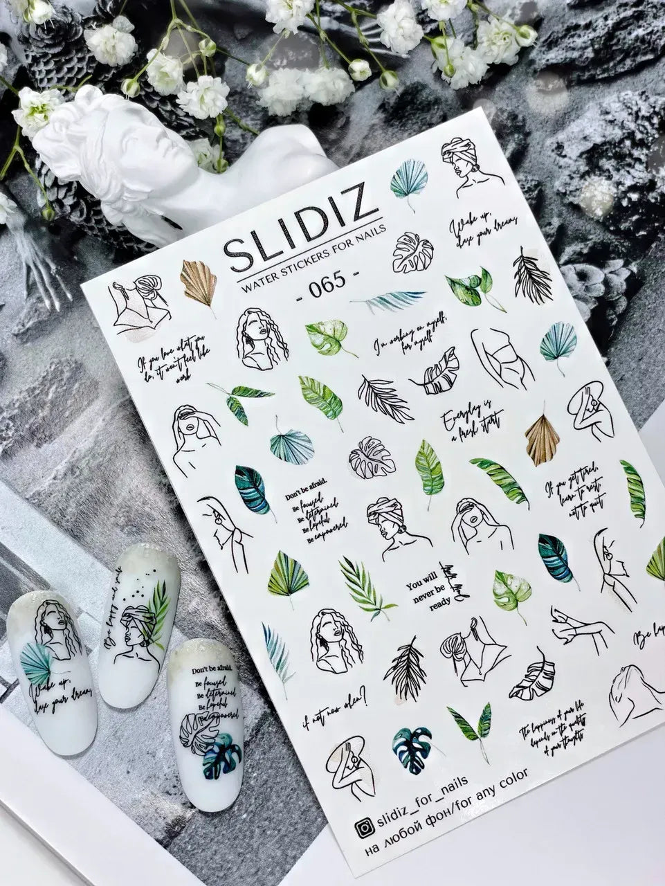 Nail slider decals on any background 065