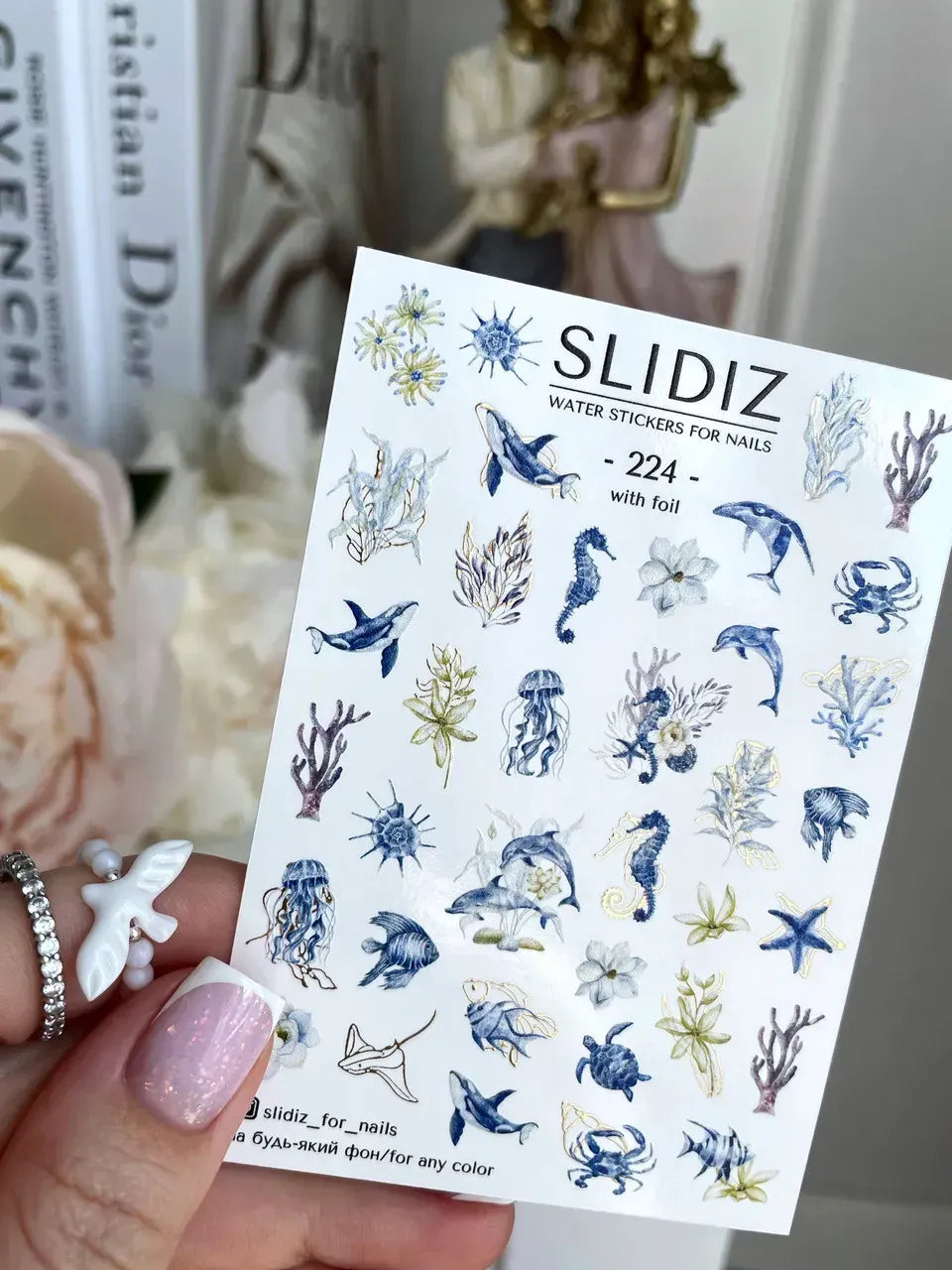 Foil Nail slider decals on any background 224