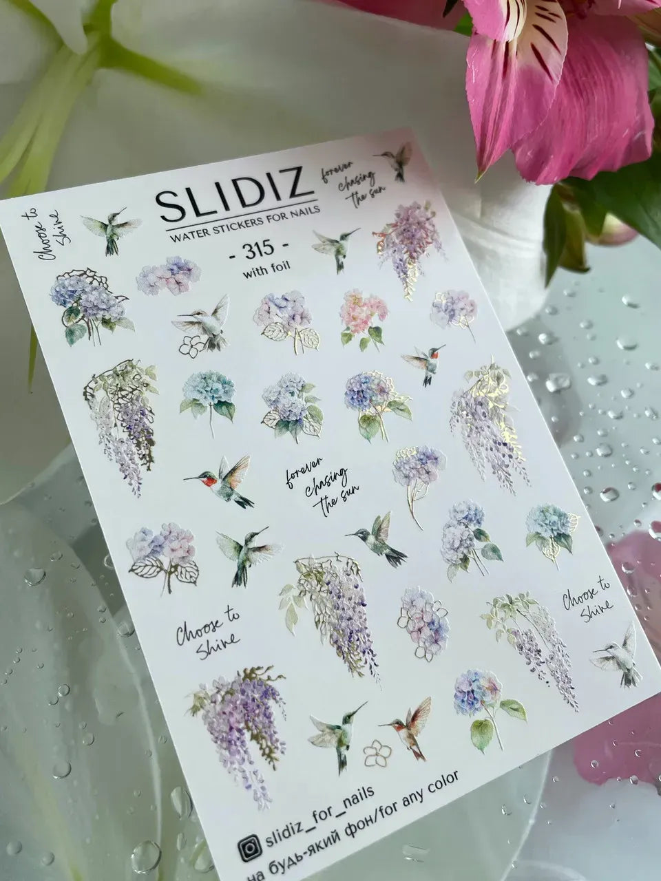 Foil Nail slider decals on any background 315