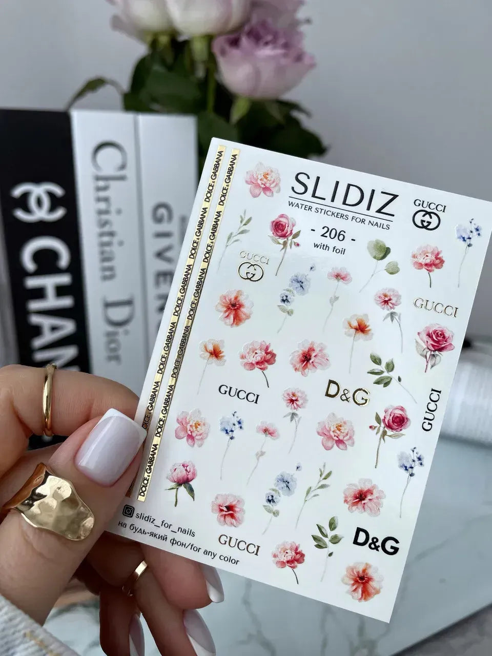 Foil Nail slider decals on any background 206