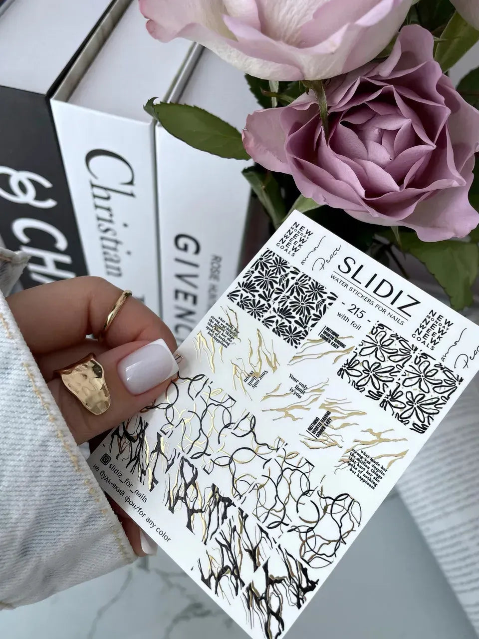 Foil Nail slider decals on any background 215