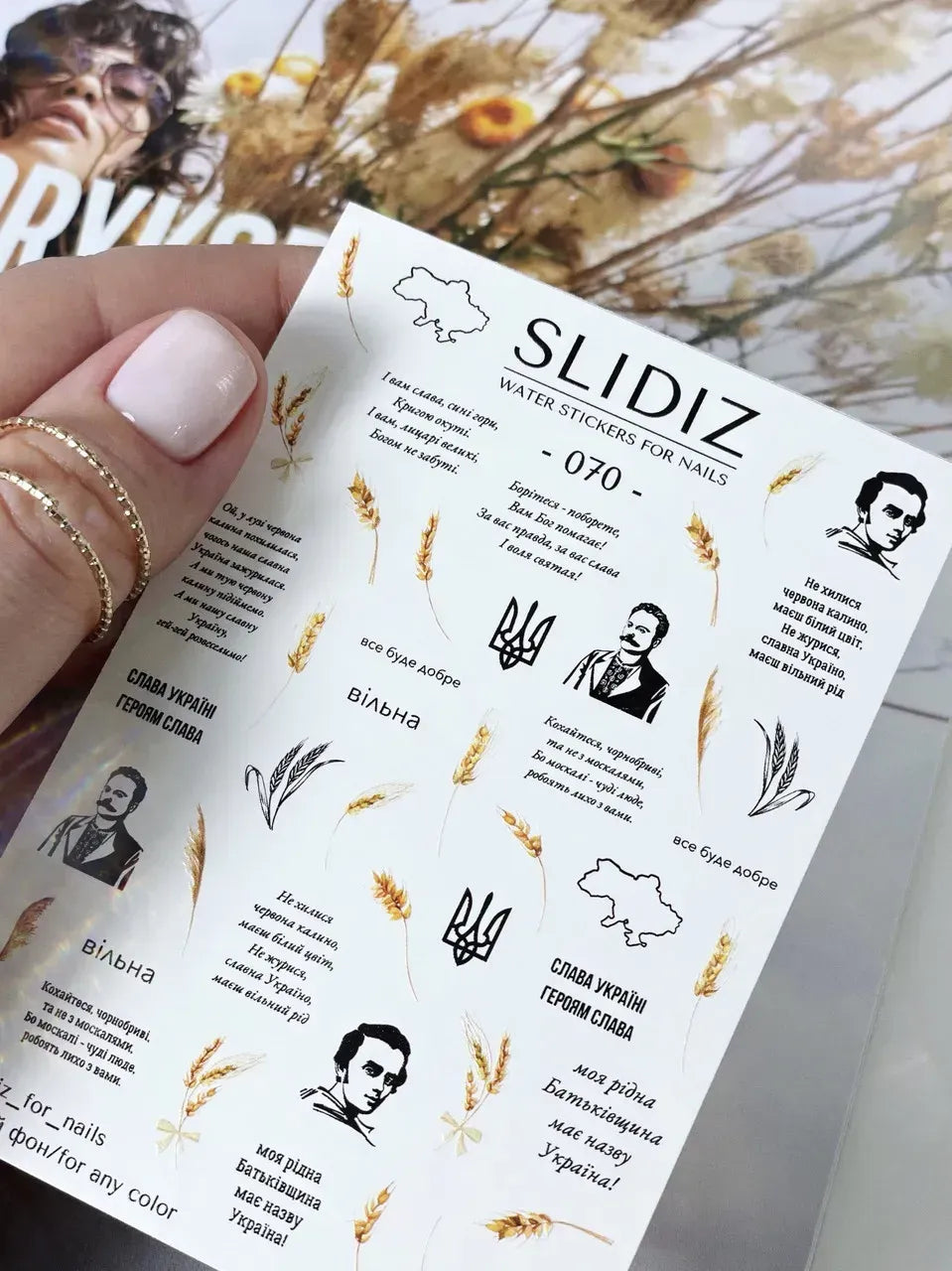 Nail slider decals on any background 070