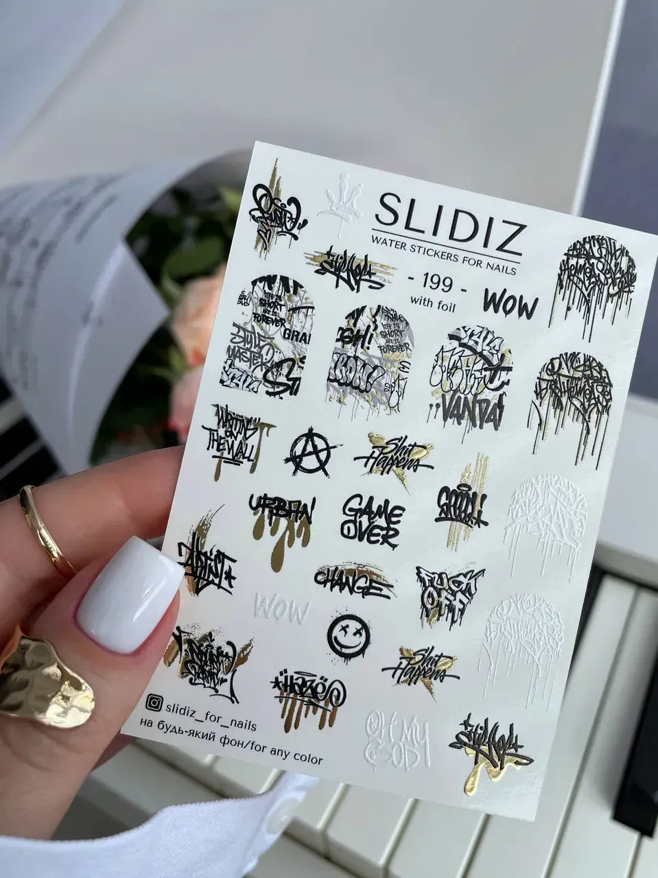 Foil Nail slider decals on any background 199