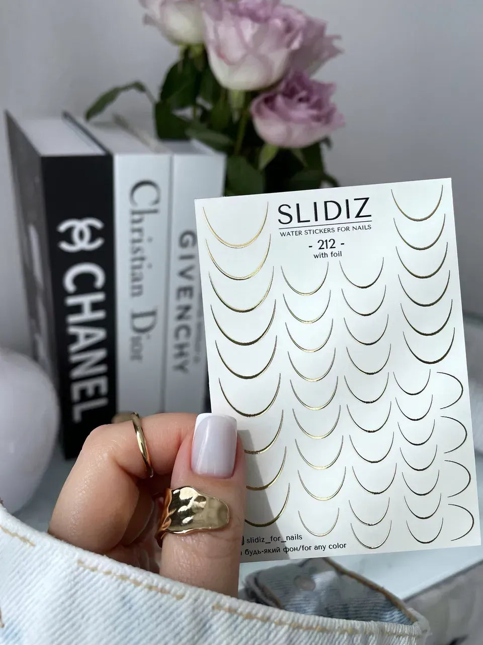 Foil Nail slider decals on any background 212