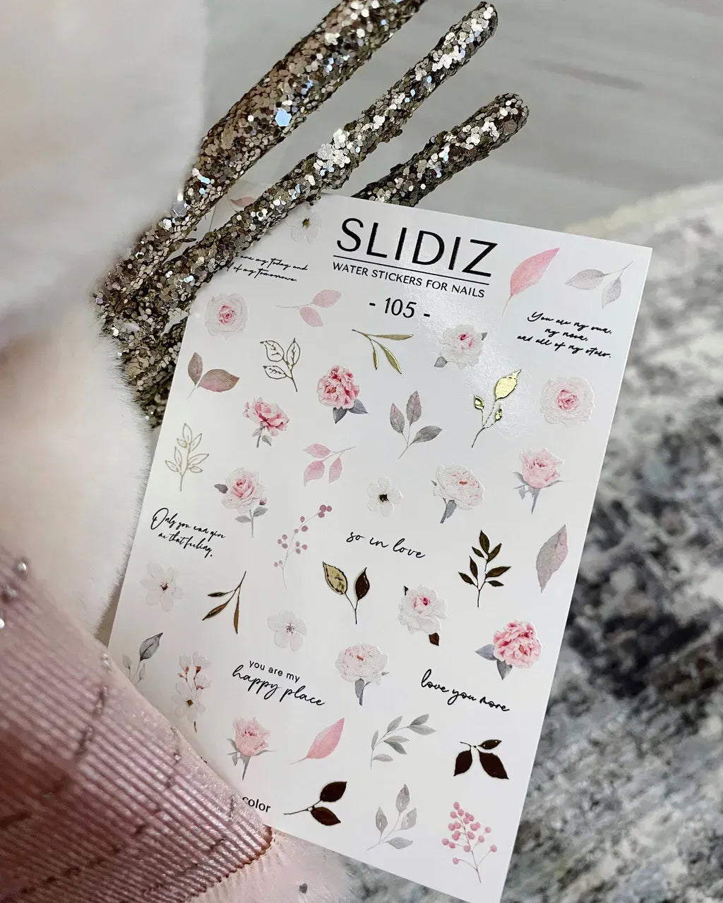 Foil Nail slider decals on any background 105