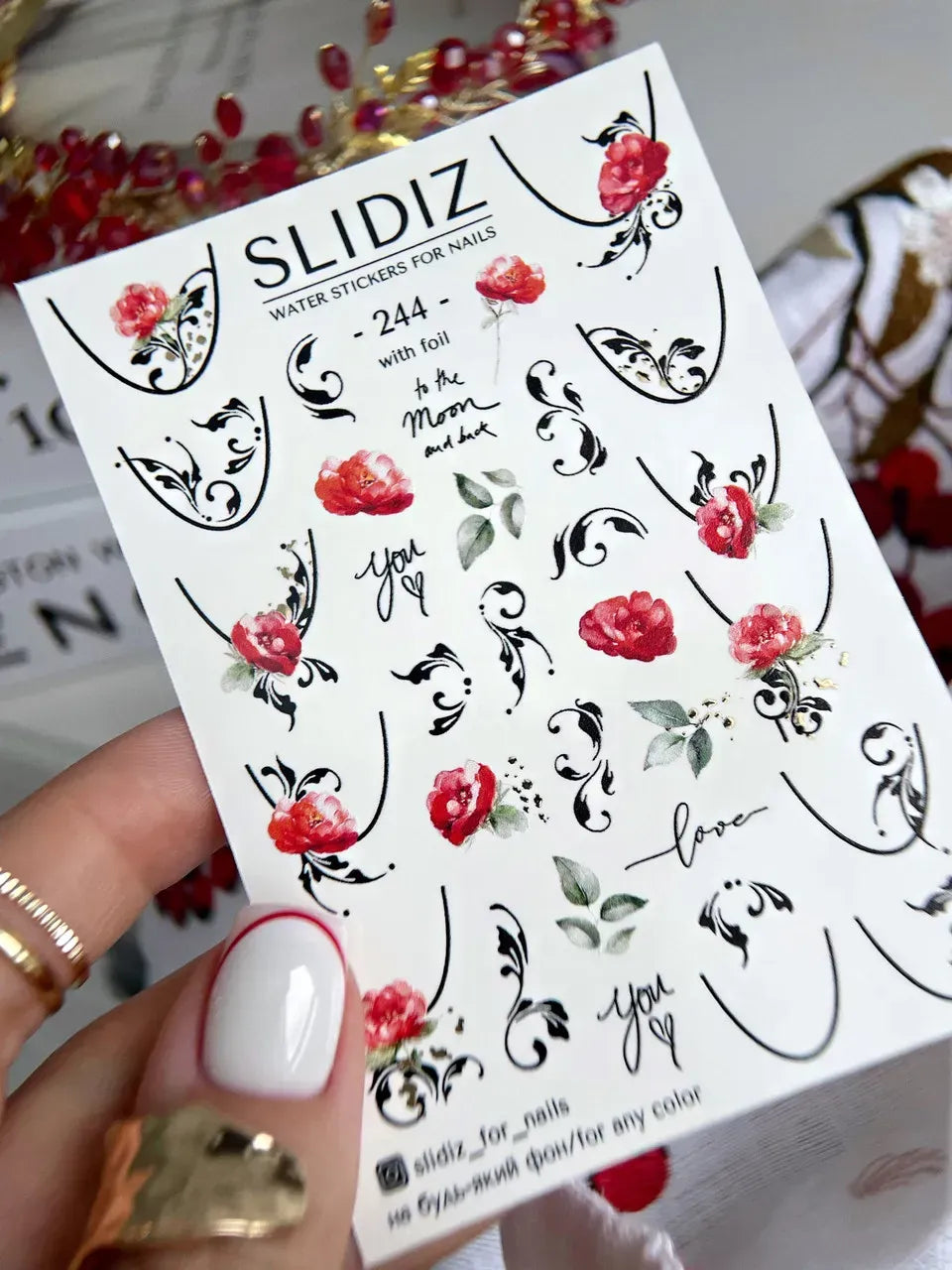 Foil Nail slider decals on any background 244
