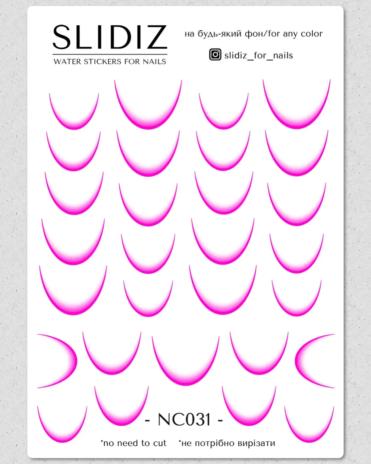 Nail slider decals with no excess film NC031