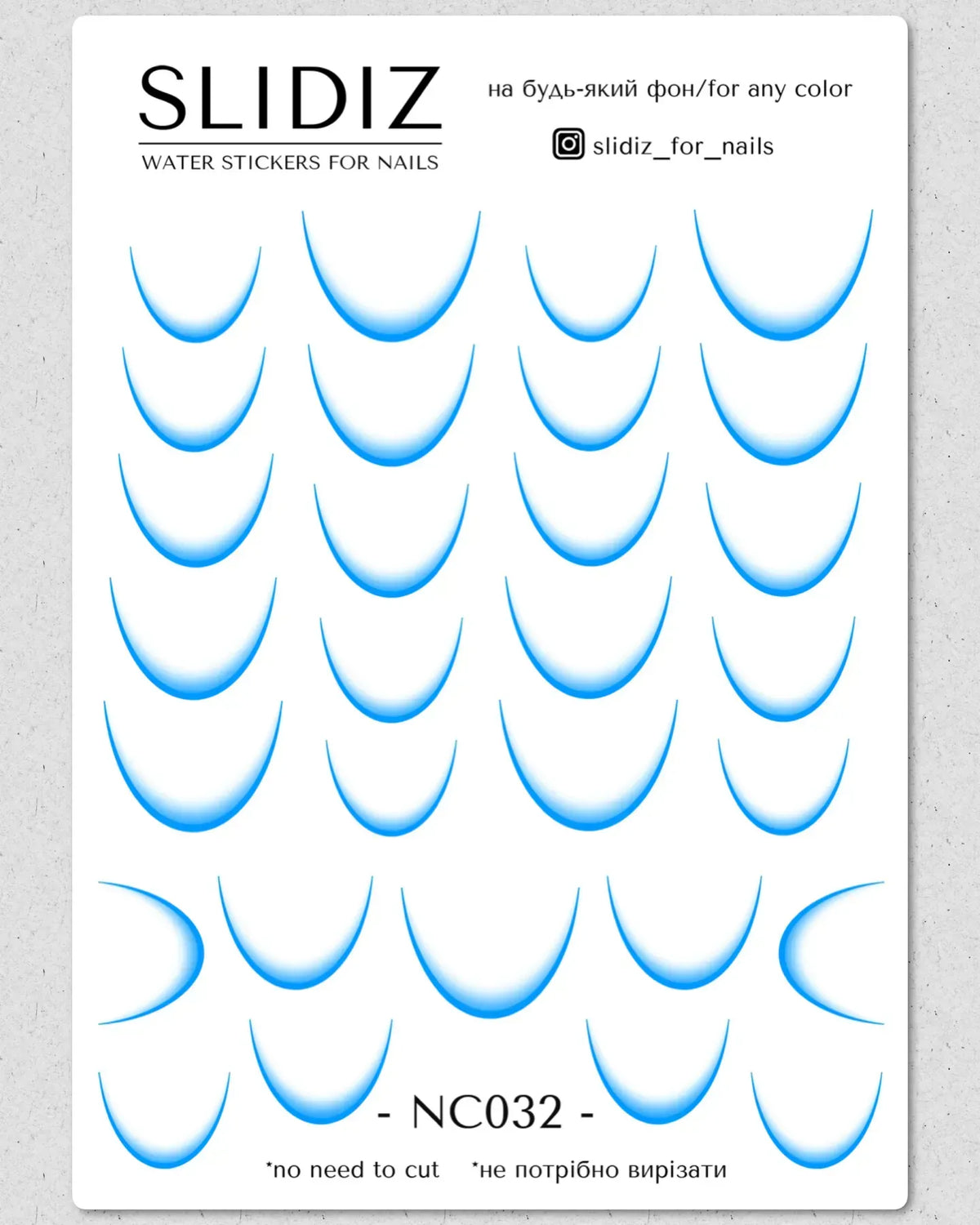 Nail slider decals with no excess film NC032