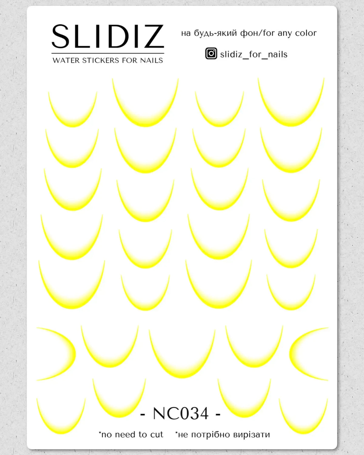 Nail slider decals with no excess film NC034