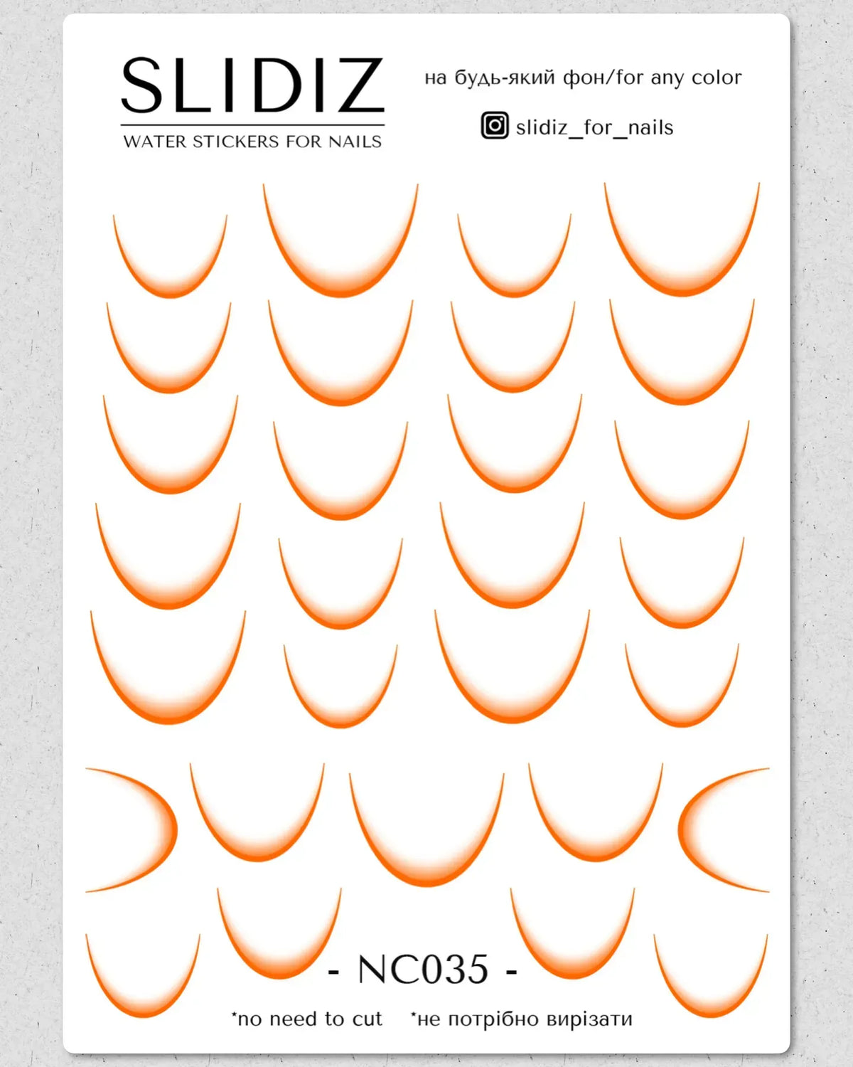 Nail slider decals with no excess film NC035