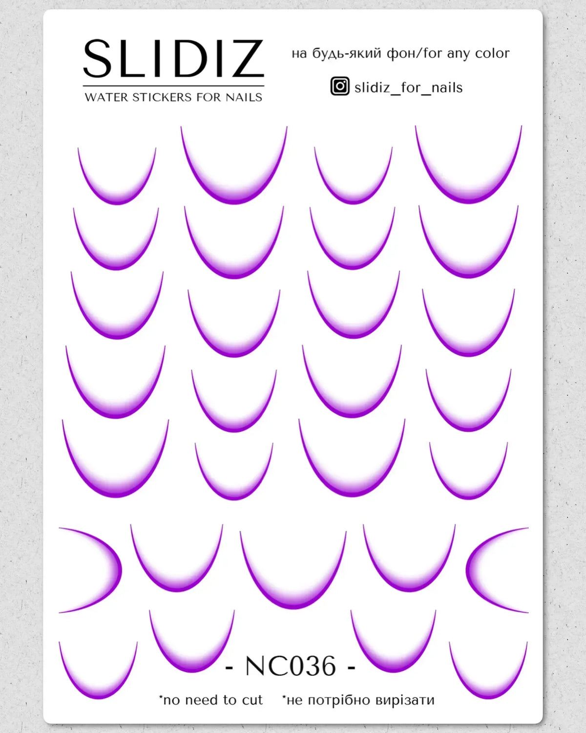 Nail slider decals with no excess film NC036