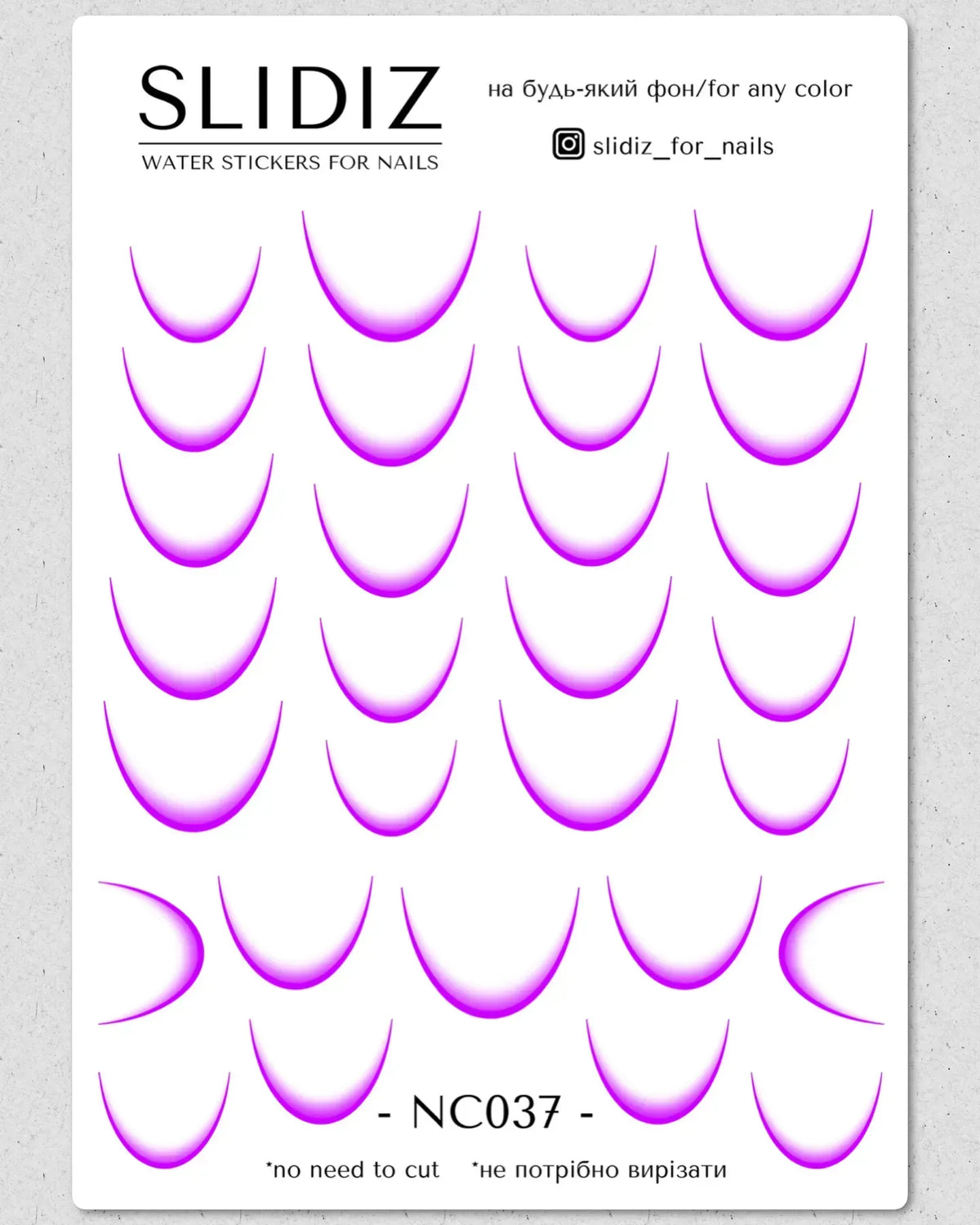 Nail slider decals with no excess film NC037