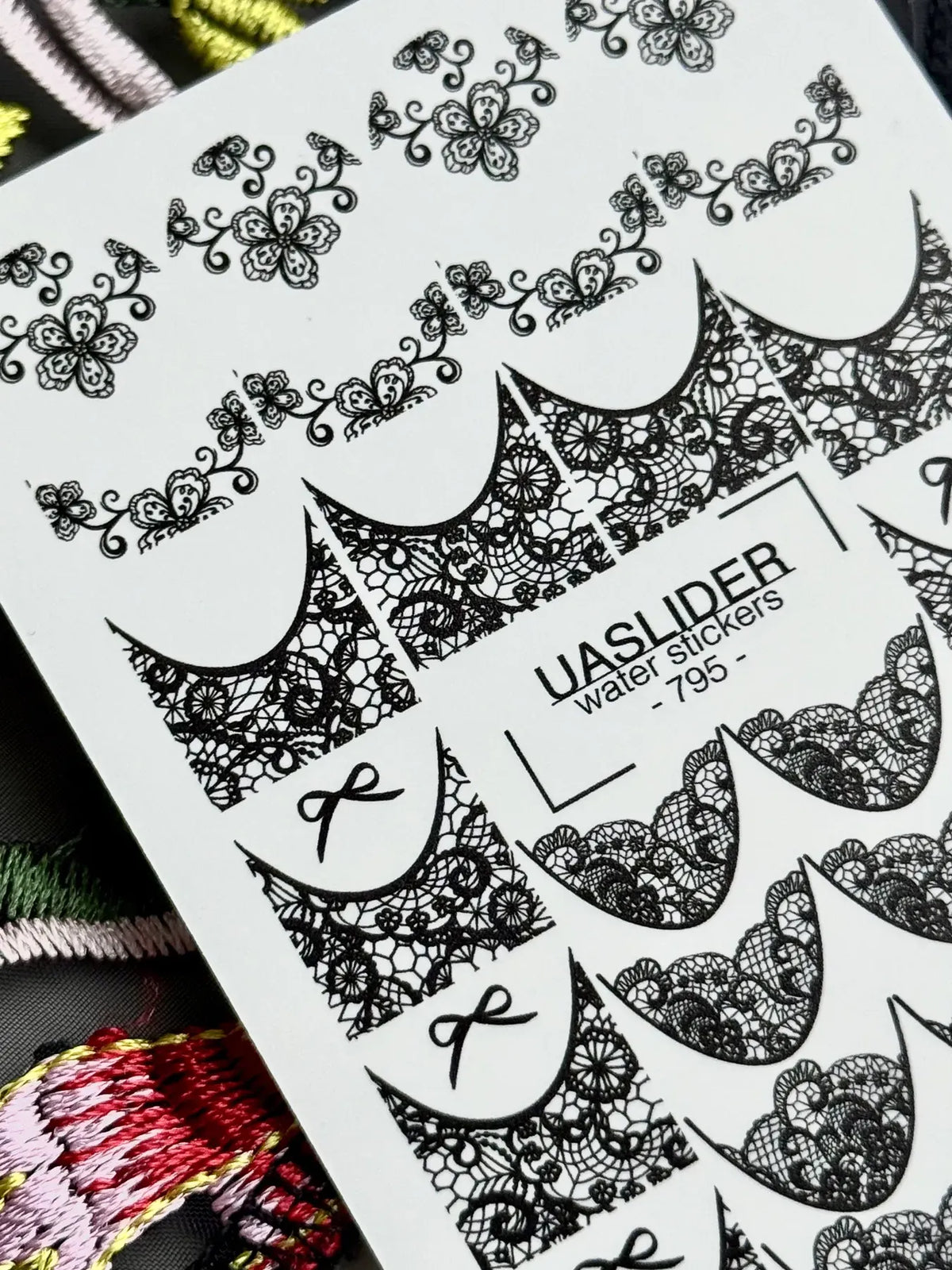 Nail slider decals on any background 795