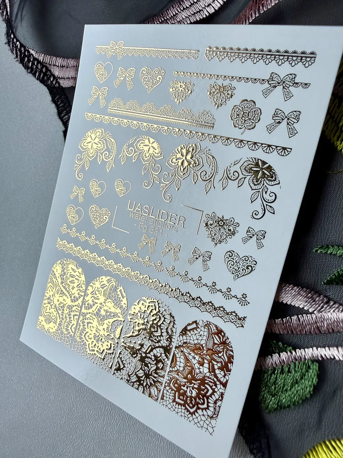 Foil Nail slider decals on any background F_321