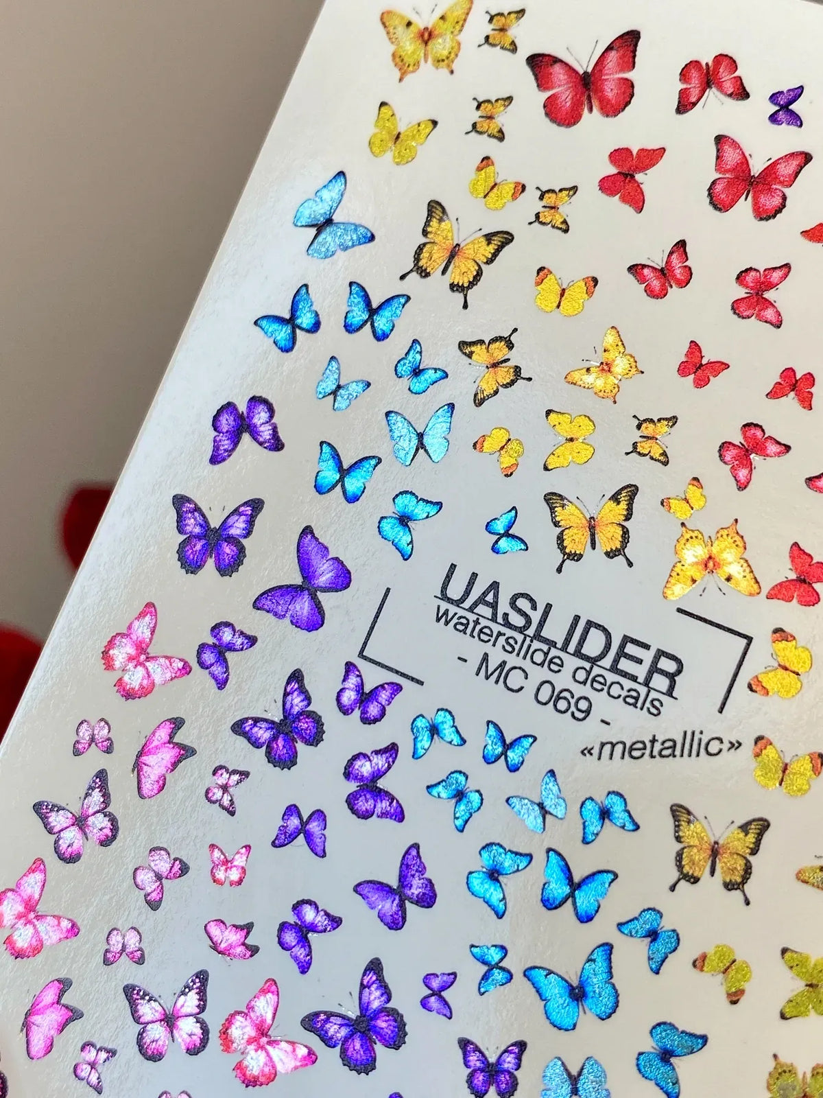 Foil nail slider decals on any background Metallic MC_069