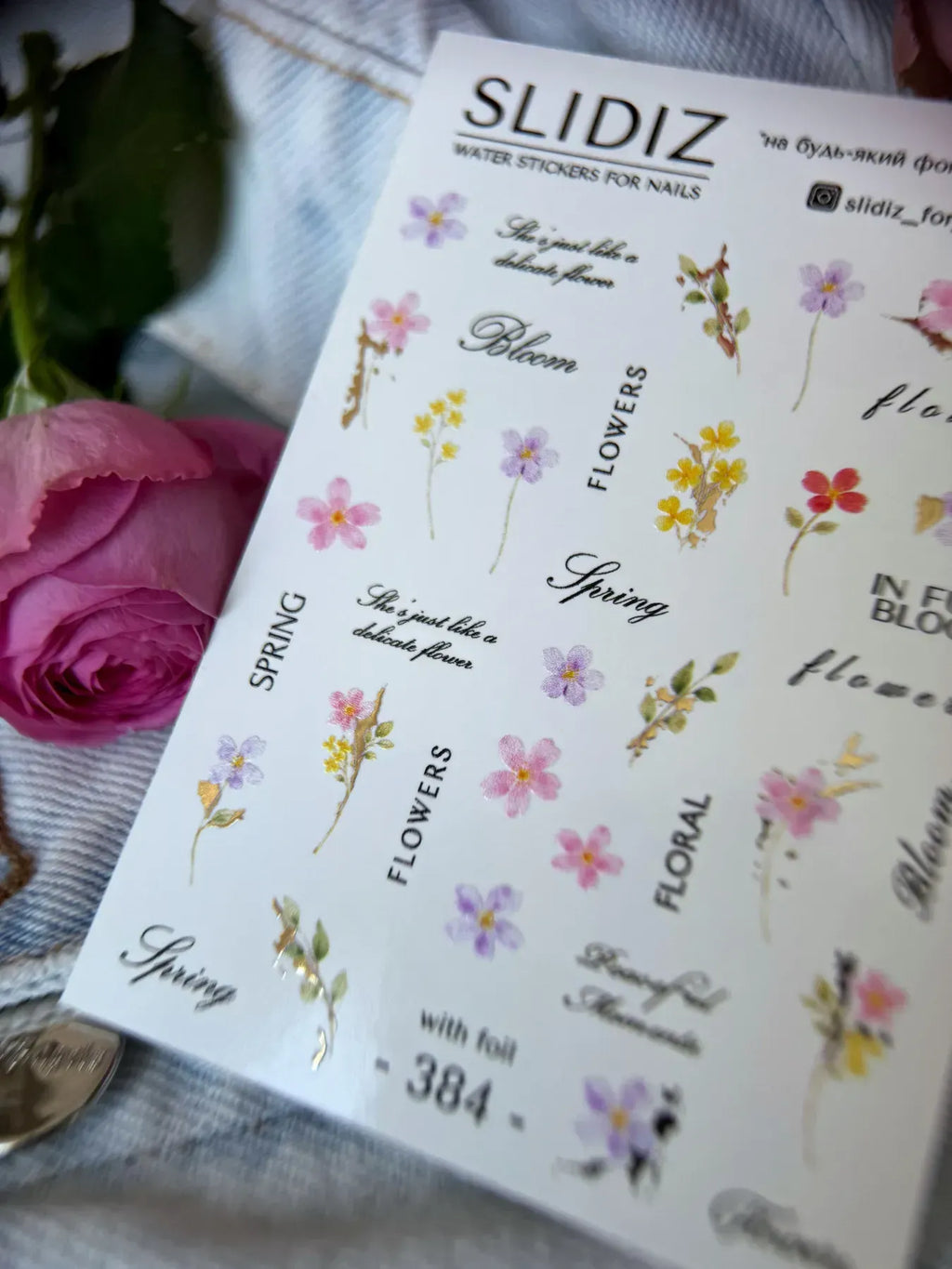 Foil Nail slider decals on any background 384