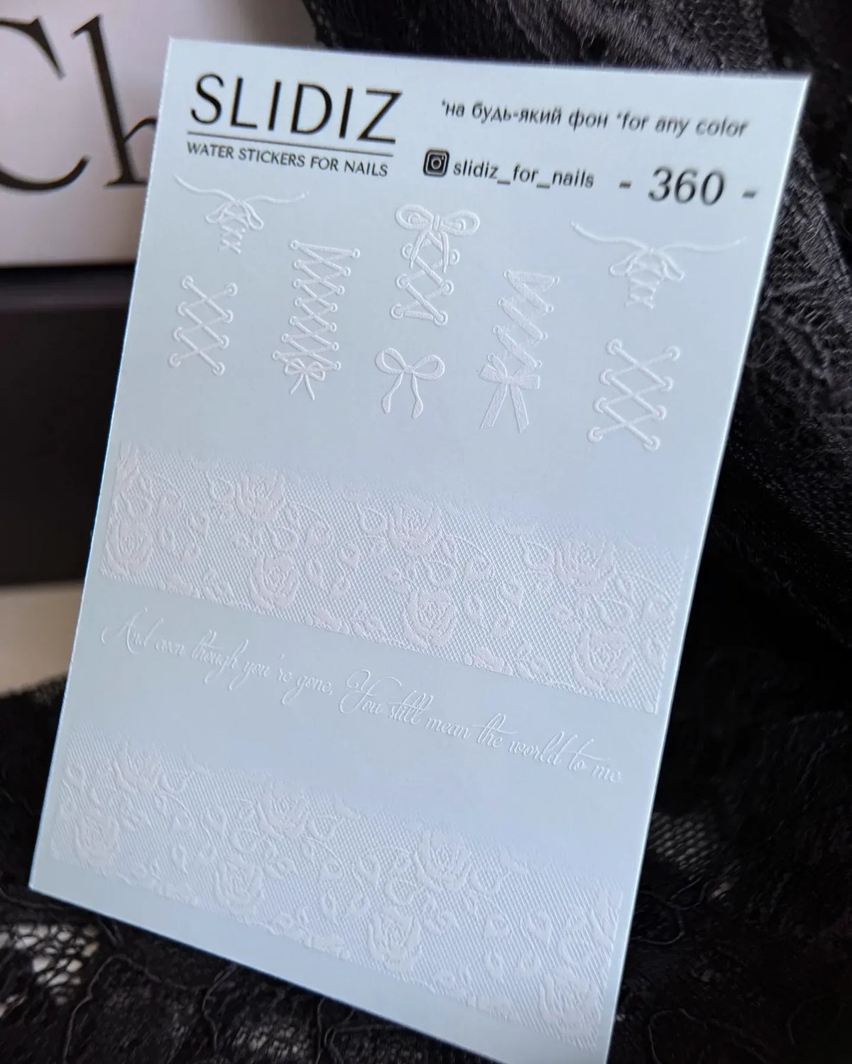 Nail slider decals on any background 360