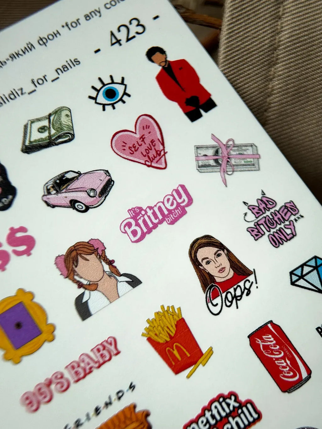 Nail slider decals on any background 423
