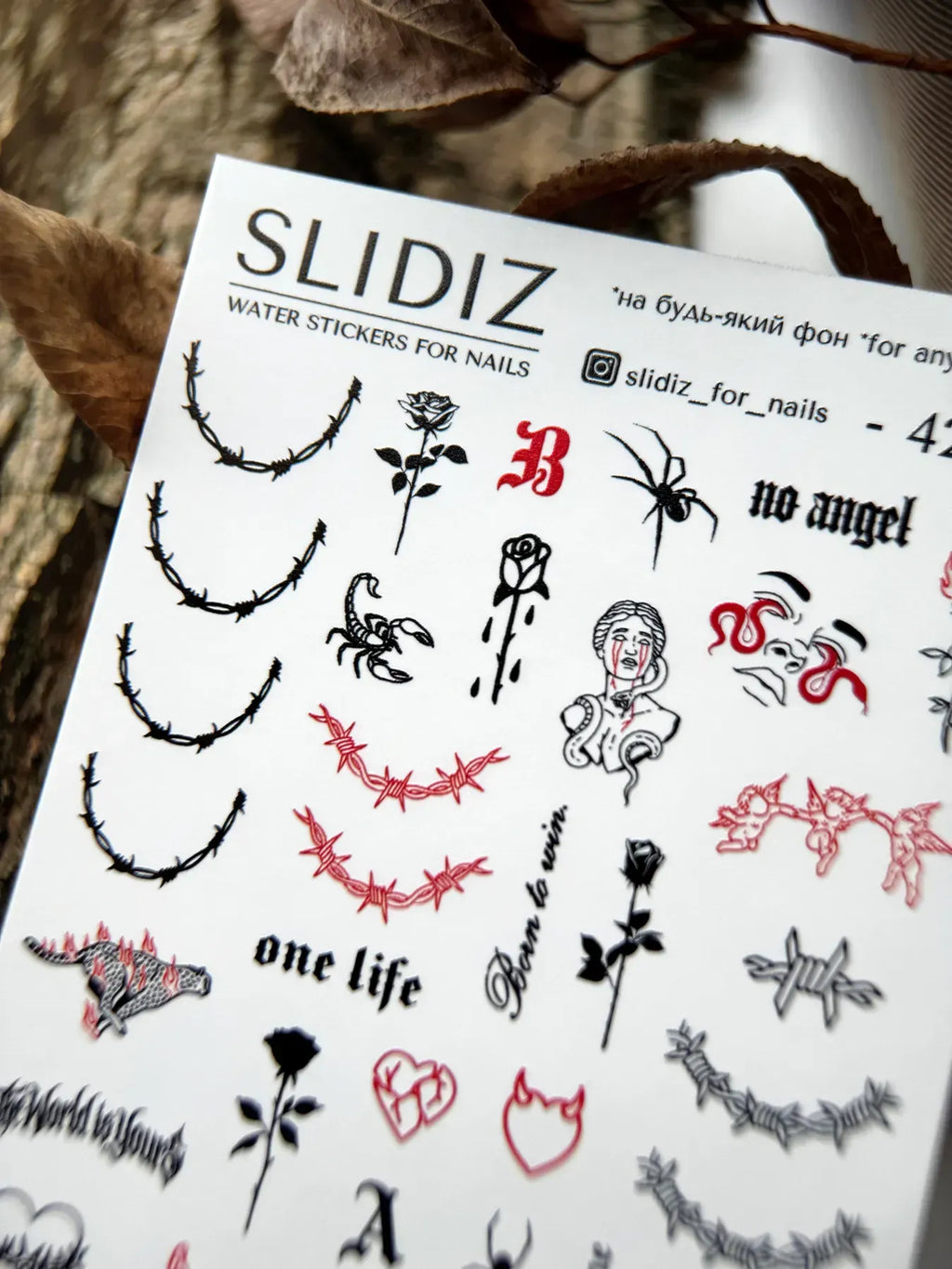 Nail slider decals on any background 428