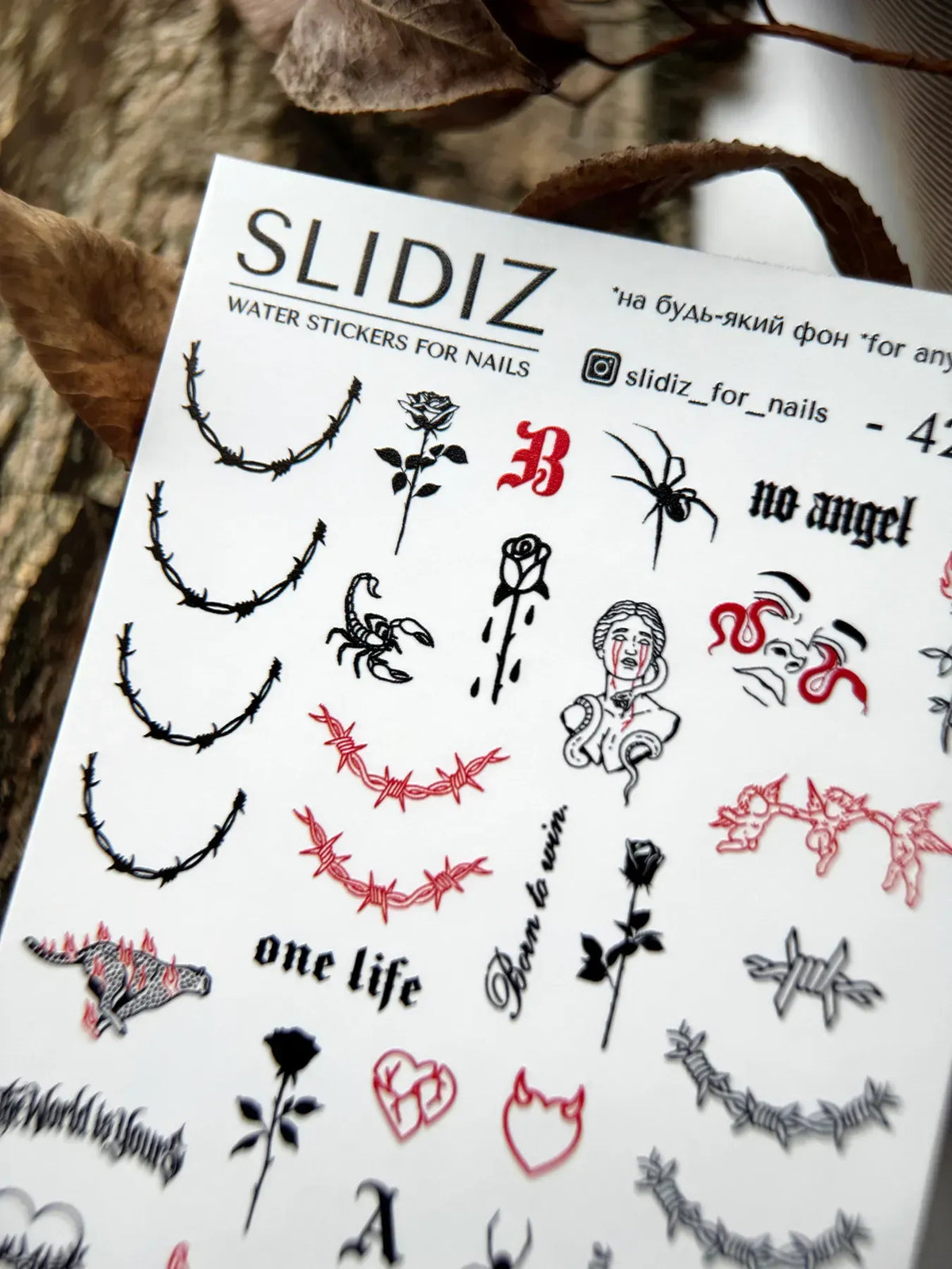 Nail slider decals on any background 428