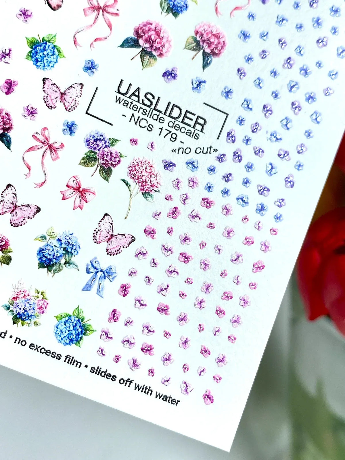 Nail slider decals with no excess film NC179