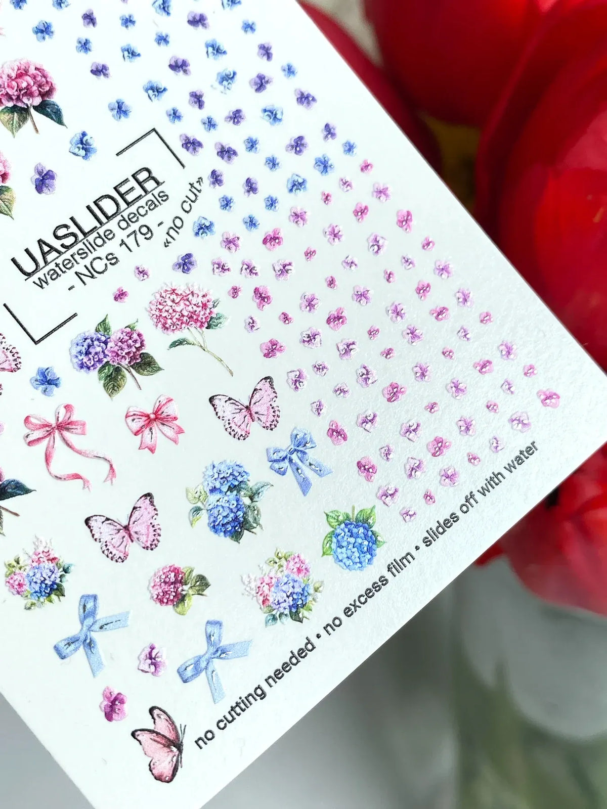 Nail slider decals with no excess film NC179